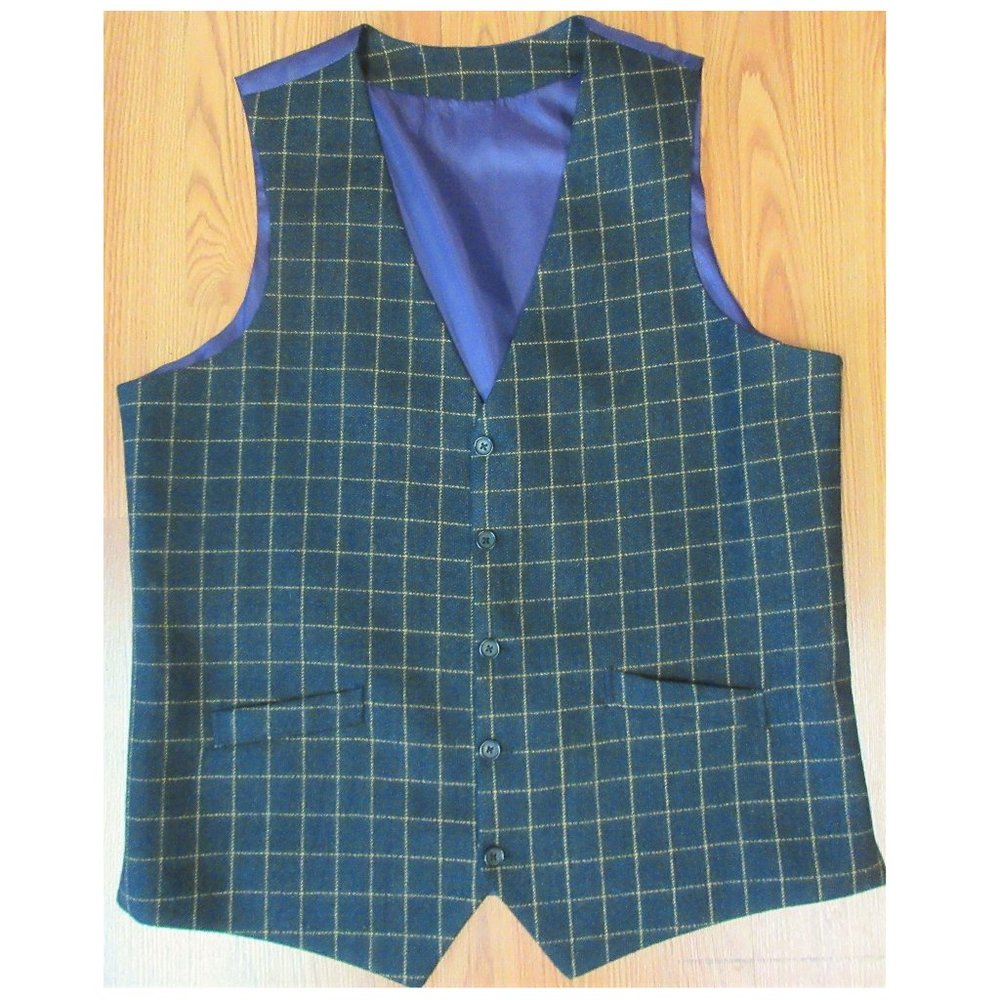 Sz 44- WINDOW PANE 100% WOOL Mens VEST BLACK